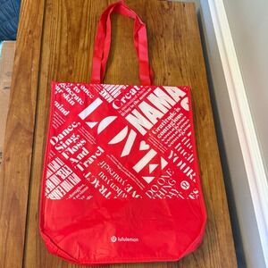 Lululemon Red Reusable Shopping Bag Inspirational Quotes Logo Medium Size